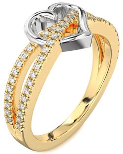 Diamond Platinum & Yellow Gold Heart Ring