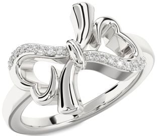 Diamond White Gold Heart Bow Ring