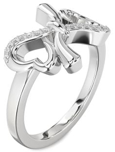 Diamond White Gold Heart Bow Ring