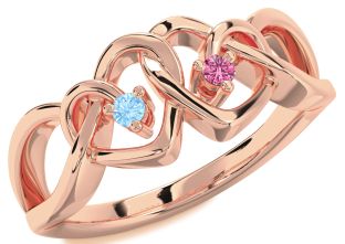 Rose Gold Heart Two Stone Promise Ring
