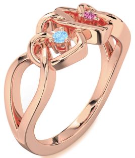 Rose Gold Heart Two Stone Promise Ring