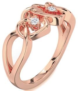 Diamond Rose Gold Heart Two Stone Ring