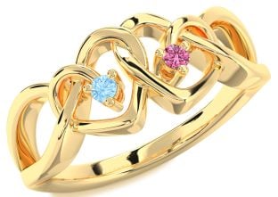 Gold Heart Two Stone Promise Ring