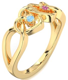 Gold Heart Two Stone Promise Ring
