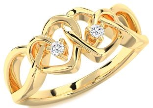 Diamond Gold Heart Two Stone Ring