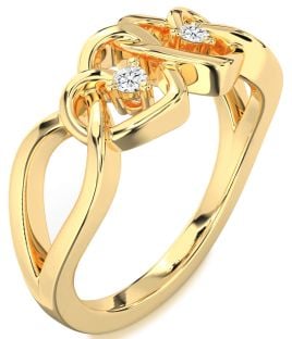 Diamond Gold Heart Two Stone Ring
