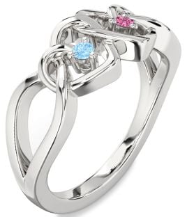 Platinum Heart Two Stone Promise Ring