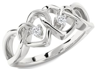 Diamond White Gold Heart Two Stone Ring