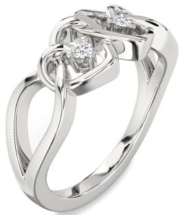 Diamond White Gold Heart Two Stone Ring