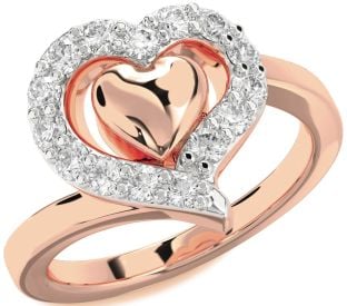 Diamond Rose Gold Heart Ring