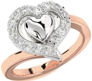 Diamond White Rose Gold Heart Ring