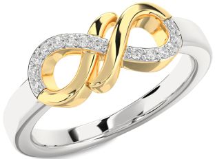 Diamond Silver & 10K gold Infinity Round Ring