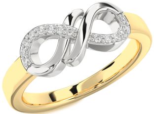 Diamond White Yellow Gold Infinity Round Ring