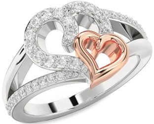 Diamond White Rose Gold Heart Ring