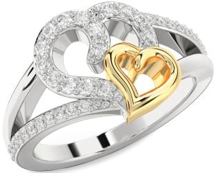 Diamond Silver & 10K gold Heart Ring