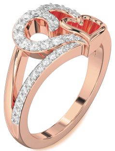 Diamond Rose Gold Heart Ring