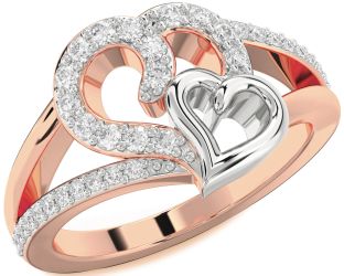 Diamond White Rose Gold Heart Ring