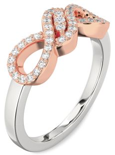 Diamond Silver & 10K Rose Gold Infinity Ring