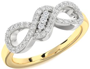 Diamond White Yellow Gold Infinity Ring