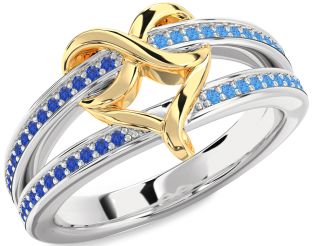Blue Sapphire & Swiss Blue Topaz Silver & 10K gold Infinity Heart Promise Ring