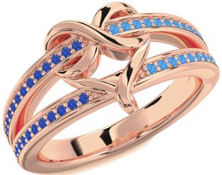 Blue Sapphire & Swiss Blue Topaz Rose Gold Infinity Heart Promise Ring