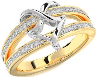 Diamond White Yellow Gold Infinity Heart Ring