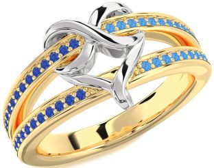 Blue Sapphire & Swiss Blue Topaz Gold Silver Infinity Heart Promise Ring