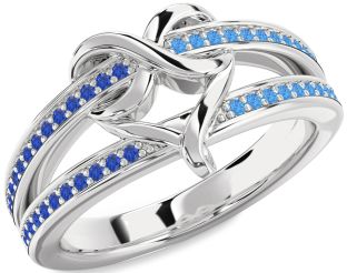 Blue Sapphire & Swiss Blue Topaz Platinum Infinity Heart Promise Ring