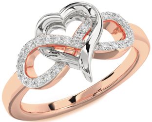 Diamond White Rose Gold Infinity Heart Ring