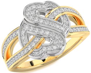 Diamond White Yellow Gold Heart Pave Ring