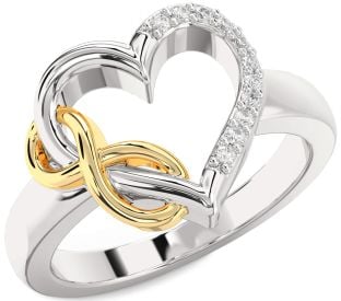 Diamond Silver & 10K gold Heart Infinity Ring