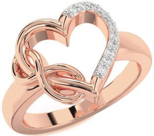 Diamond Rose Gold Silver Heart Infinity Ring