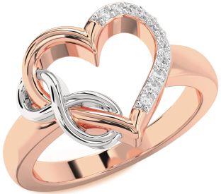 Diamond Platinum & Rose Gold Heart Infinity Ring