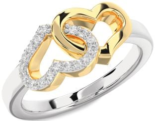 Diamond Silver & 10K gold Heart Ring