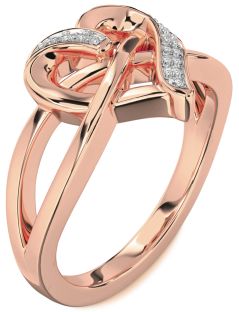 Diamond Rose Gold Heart Infinity Ring