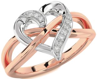 Diamond Platinum & Rose Gold Heart Infinity Ring