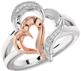 Diamond White Rose Gold Heart Ring