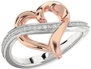 Diamond Silver & 10K Rose Gold Heart Ring