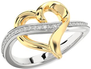 Diamond Silver & 10K gold Heart Ring