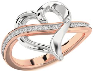 Diamond Platinum & Rose Gold Heart Ring