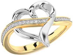 Diamond Platinum & Yellow Gold Heart Ring