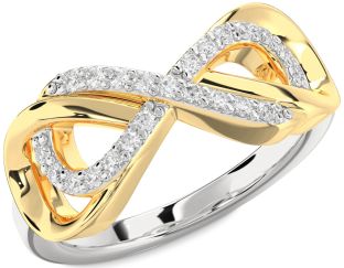 Diamond Silver & 10K gold Infinity Ring
