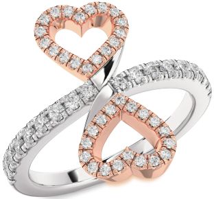 Diamond Silver & 10K Rose Gold Infinity Heart Pave Ring