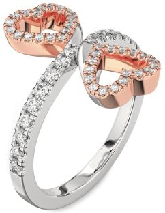 Diamond Silver & 10K Rose Gold Infinity Heart Pave Ring