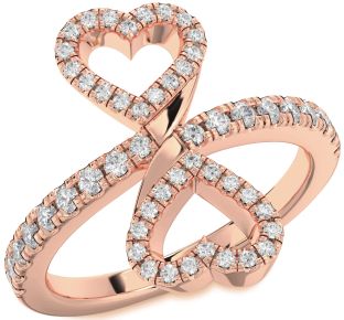 Diamond Rose Gold Infinity Heart Pave Ring
