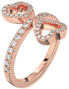 Diamond Rose Gold Infinity Heart Pave Ring