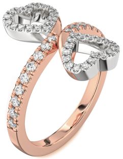 Diamond Platinum & Rose Gold Infinity Heart Pave Ring