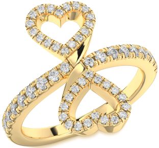 Diamond Gold Infinity Heart Pave Ring