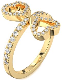 Diamond Gold Infinity Heart Pave Ring