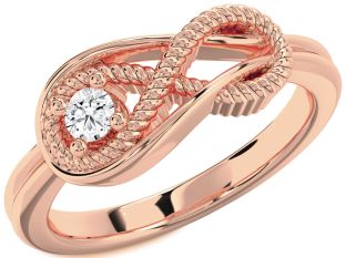 Diamond Rose Gold Infinity Knot Round Promise Ring